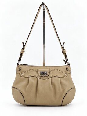 Salvatore Ferragamo Beige Leather Gancini Shoulder Bag Handbag